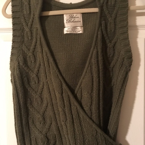 Olive Sweater Vest Tie Waist - Picture 1 of 5